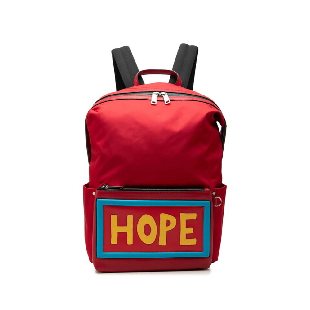 Fendi Vocabulary HOPE Backpack 7VZ035 Red Nylon Leather Women's FENDI